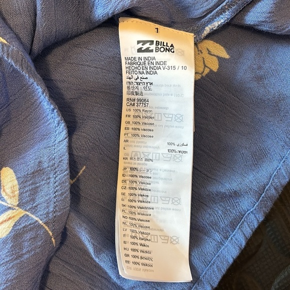 BILLABONG off the shoulder blue floral babydoll top cuffed sleeve in women’s S - Picture 10 of 10